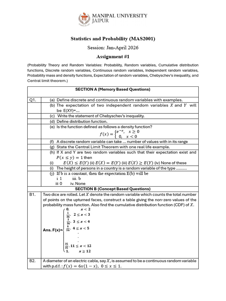 Statistics and Probability Practice Questions With Answers | PDF ...