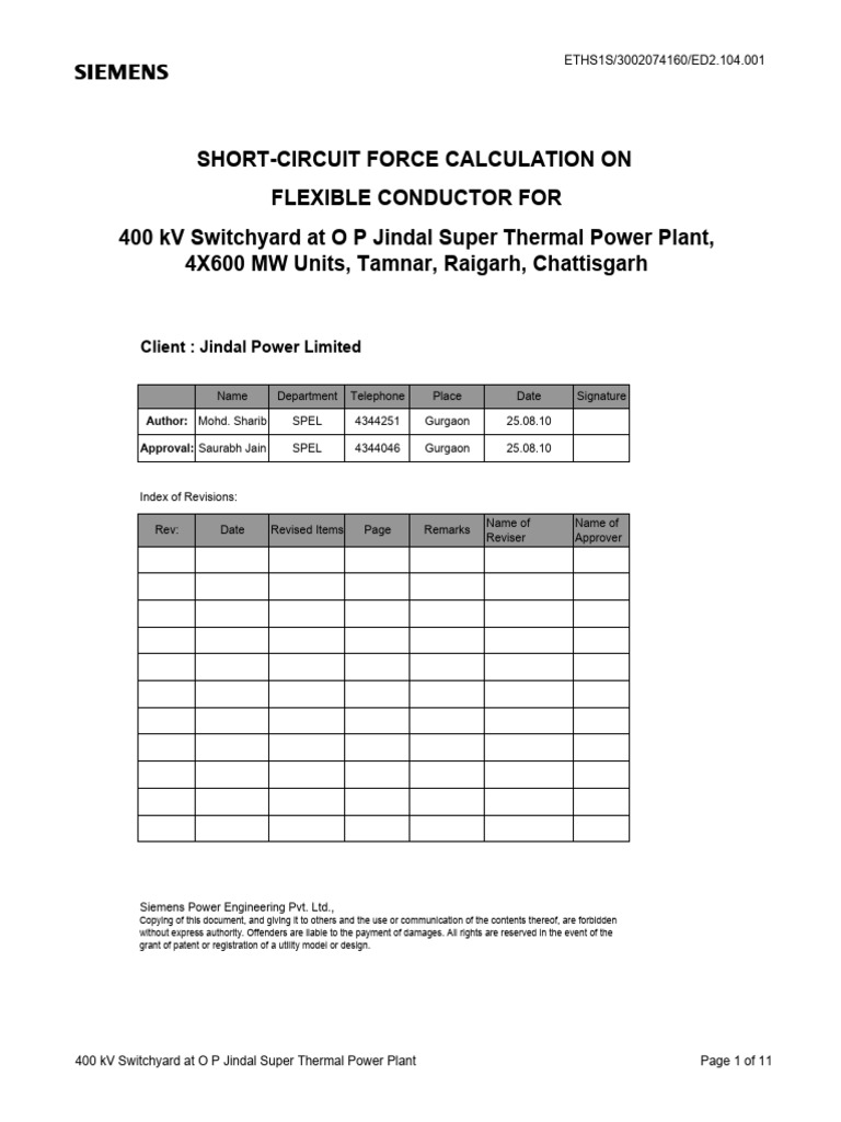 Short Circuit Force Calculation | PDF | Force | Electric Current