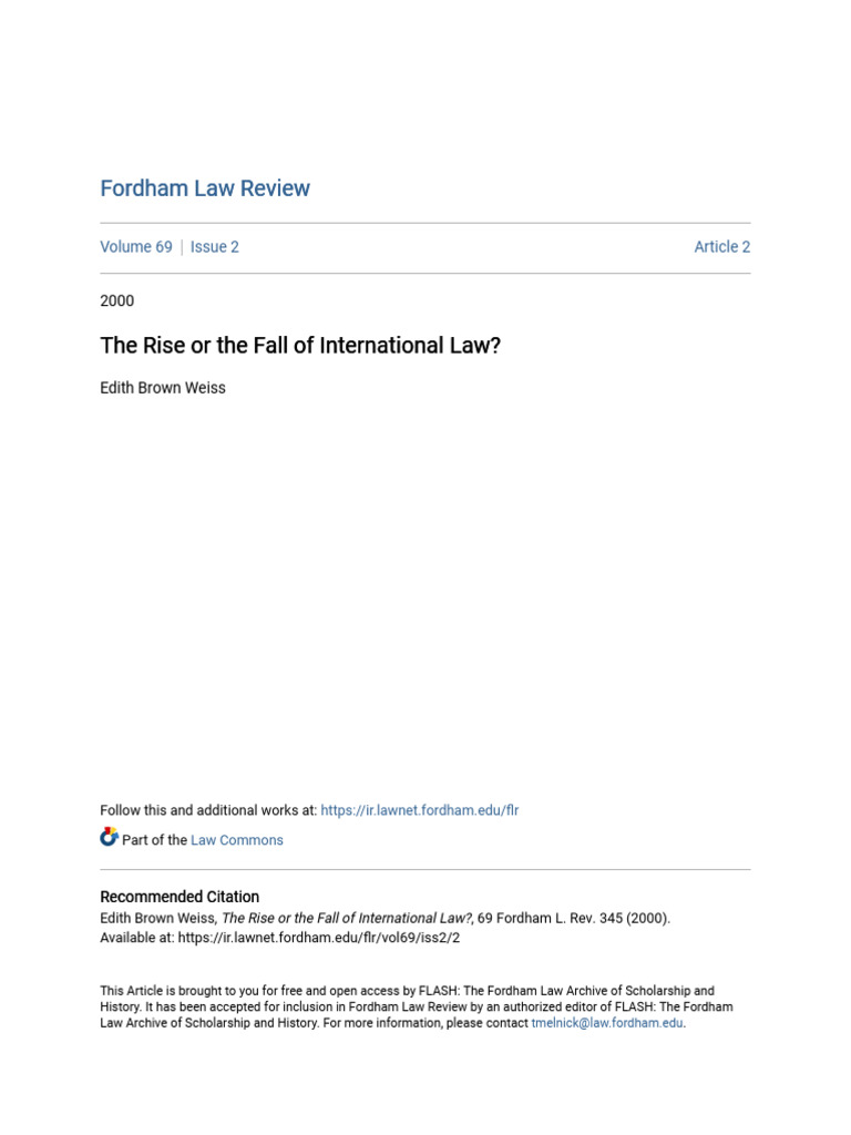 The Rise or The Fall of International Law | PDF | International Law ...