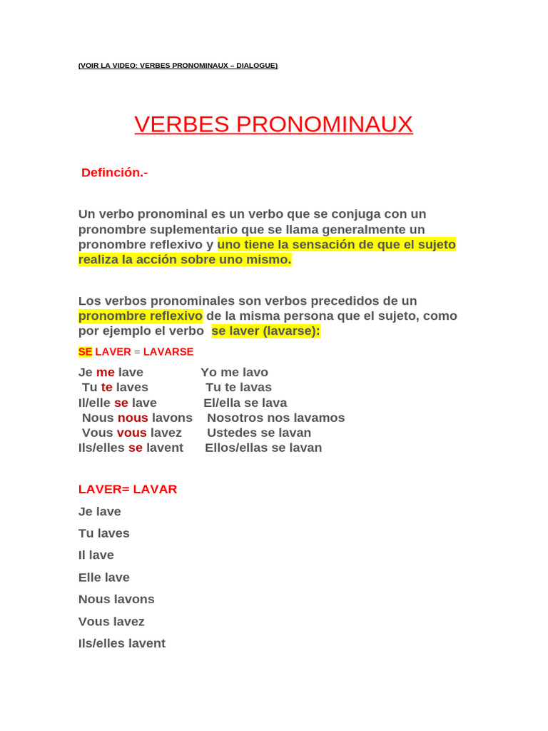 15.2 Les Verbes Pronominaux | PDF