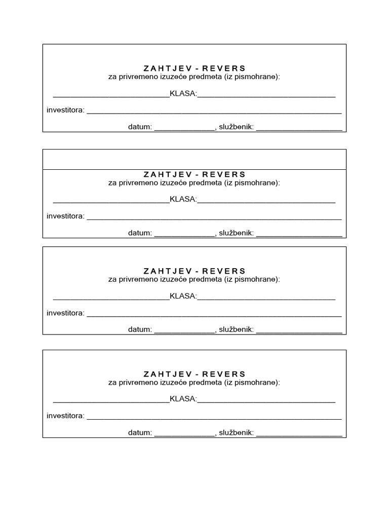 Revers Zahtjev | PDF