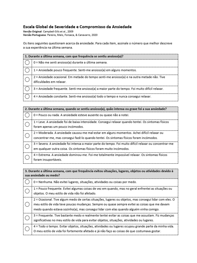 OASIS | PDF | Ansiedade | Medo