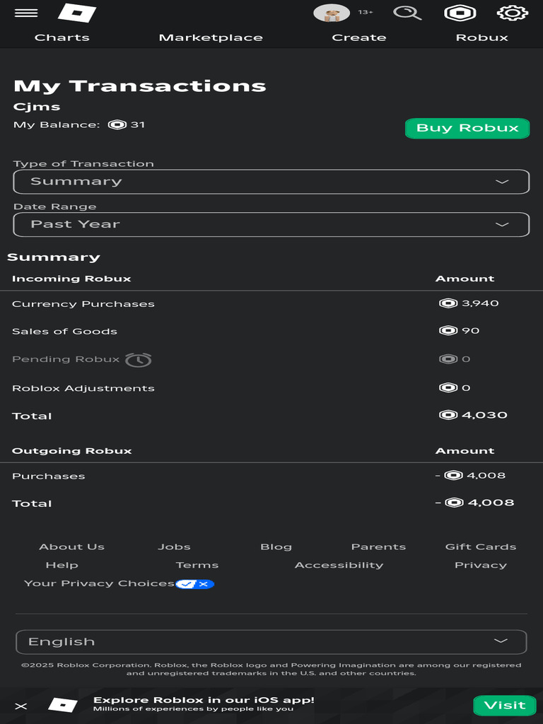 My Transactions - Roblox | PDF
