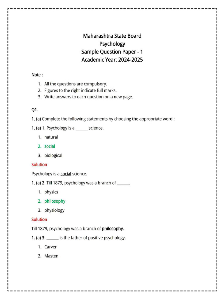 Psychology Practice Paper | PDF