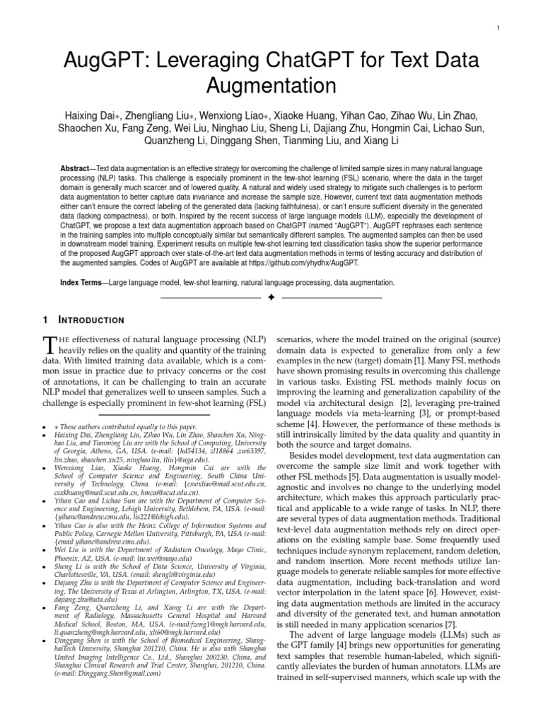 AugGPT - Leveraging ChatGPT For Text Data Augmentation | PDF ...