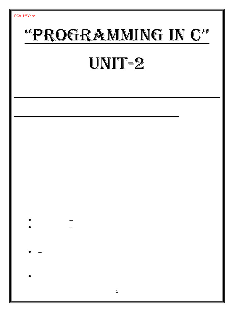 Programming in C Unit-2 | PDF | Data Type | Integer (Computer Science)