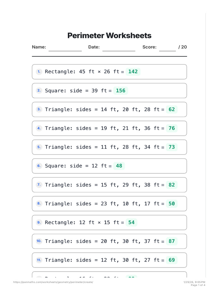 Perimeter Worksheets - Free Printable PDF - PanMaths - PanMaths | PDF ...