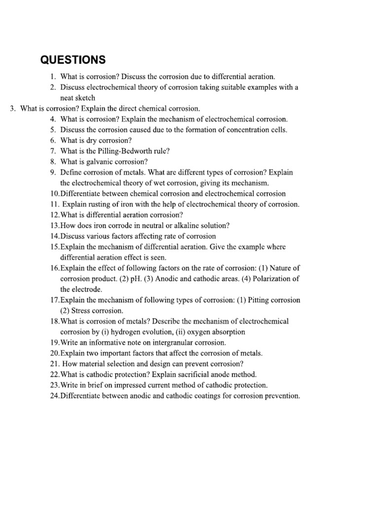 Corrosion Questions 1 | PDF