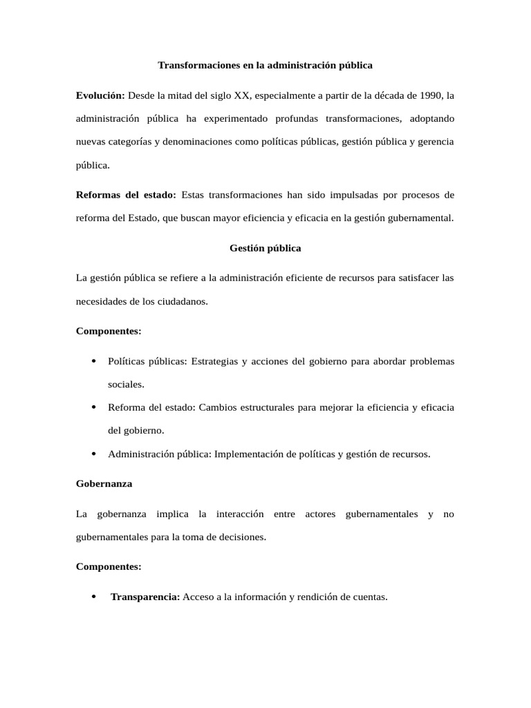 Transformaciones en La Administración Pública | PDF