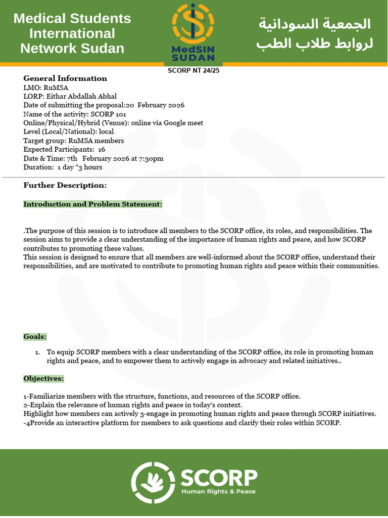 Template - SCORP Activity Proposal | PDF | Evaluation | Methodology