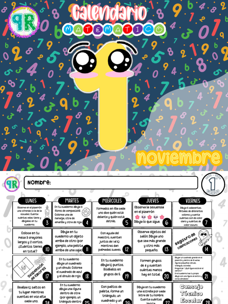 1° Yessi Calendario Matemático Nov | PDF