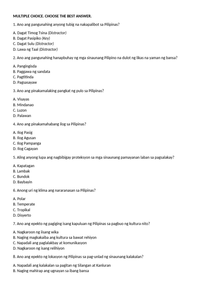 (Distractor) (Key) (Distractor) (Distractor) : Multiple Choice. Choose ...