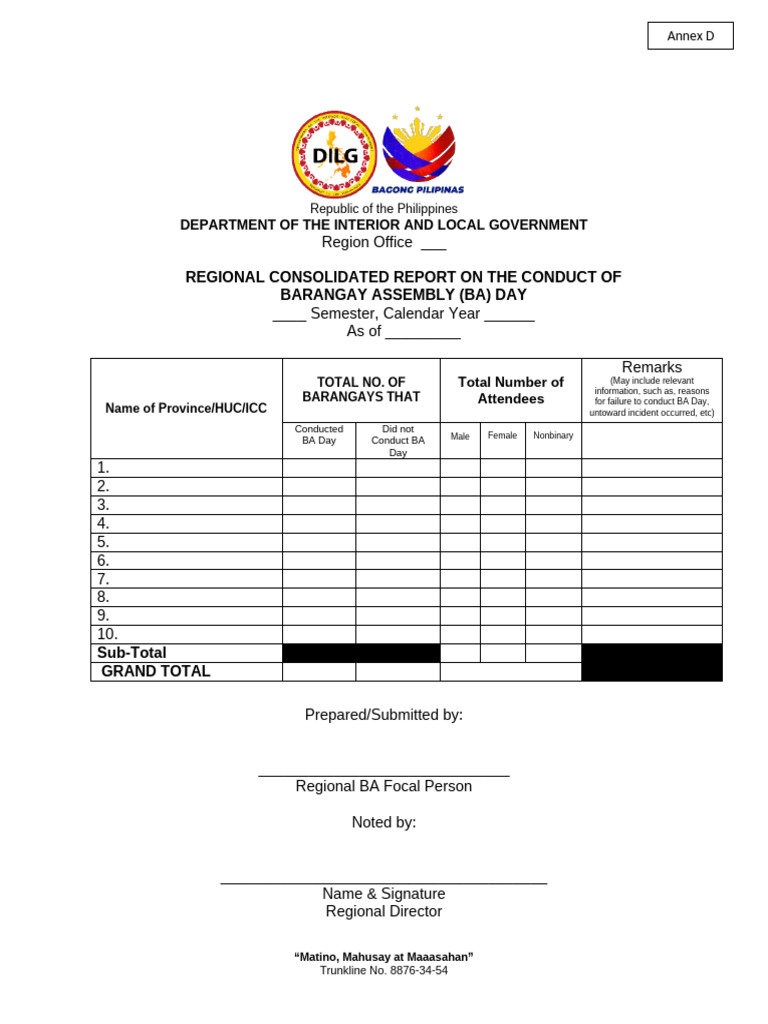 D - DILG Regional Consolidated Report Template - January 19, 2026 | PDF
