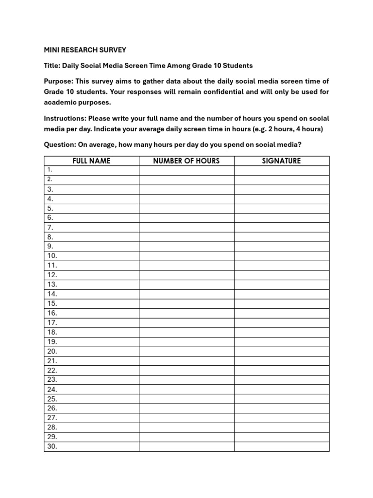 Full Name Number of Hours Signature | PDF