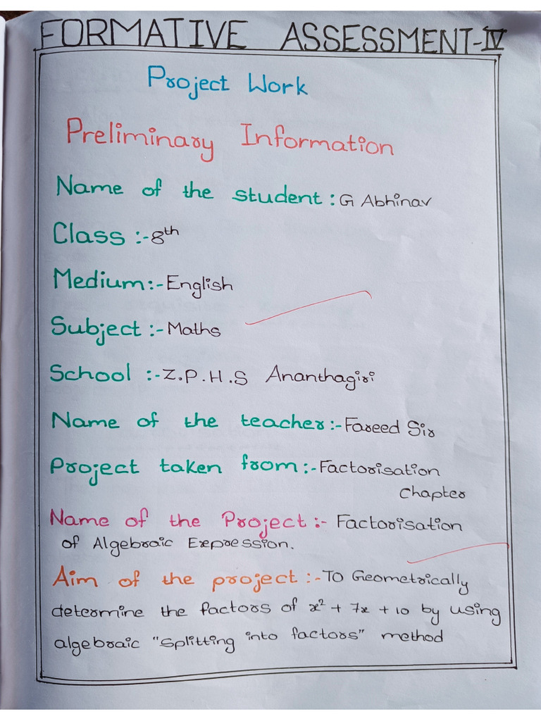 8th Maths Factorisation Project Work 2 | PDF