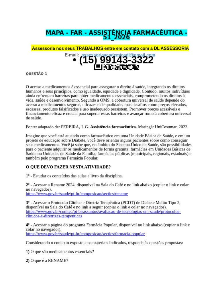Mapa - Far - Assistência Farmacêutica - 51 - 2026 | PDF | Farmácia ...