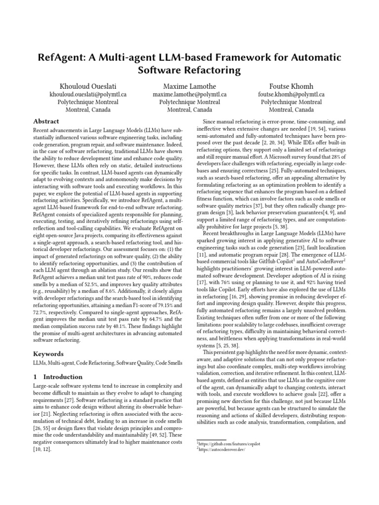 RefAgent A Multi-Agent LLM-based Framework For Automatic | PDF ...