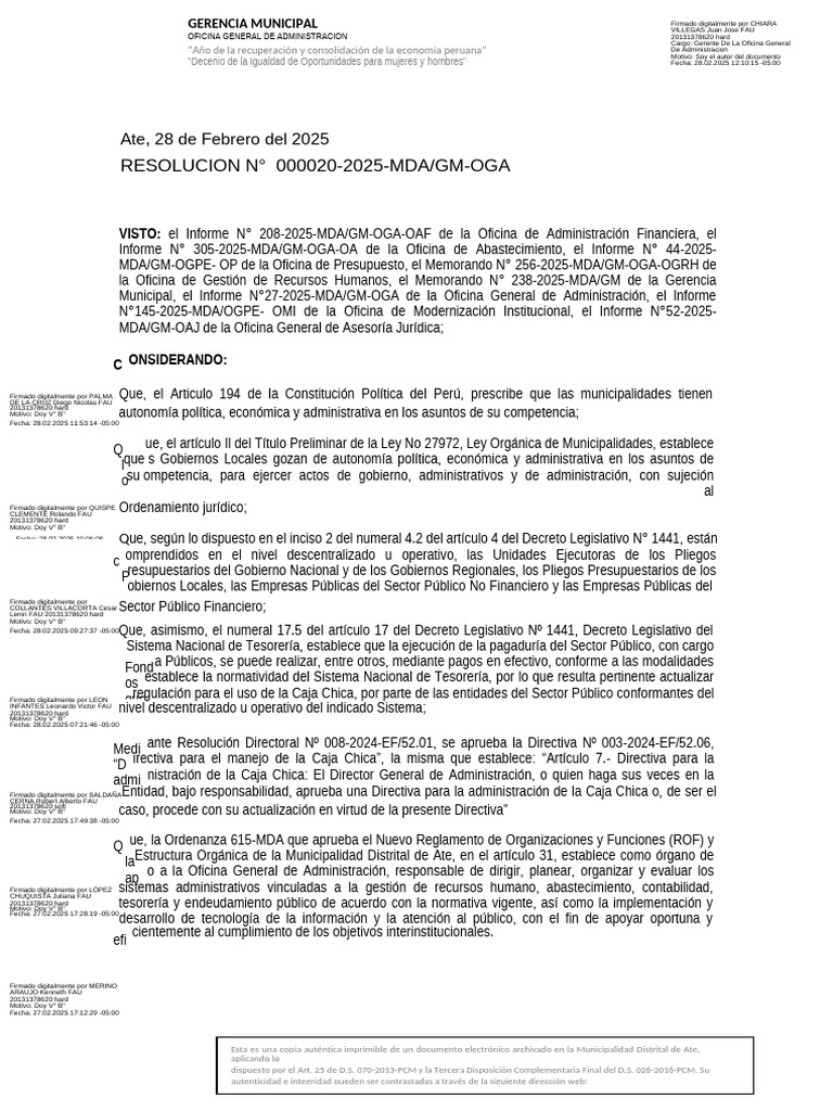 Resolucion 000020 2025 Mda GM Oga 3 | PDF | Presupuesto ...