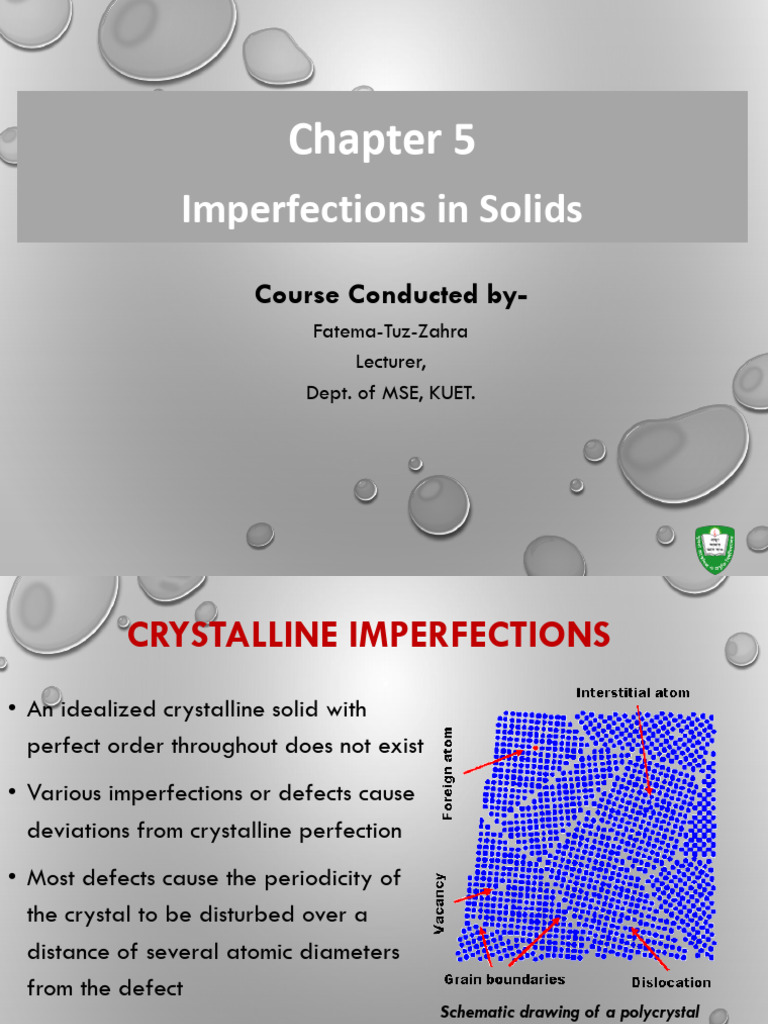 Imperfections in Solids | PDF | Crystallographic Defect | Crystal