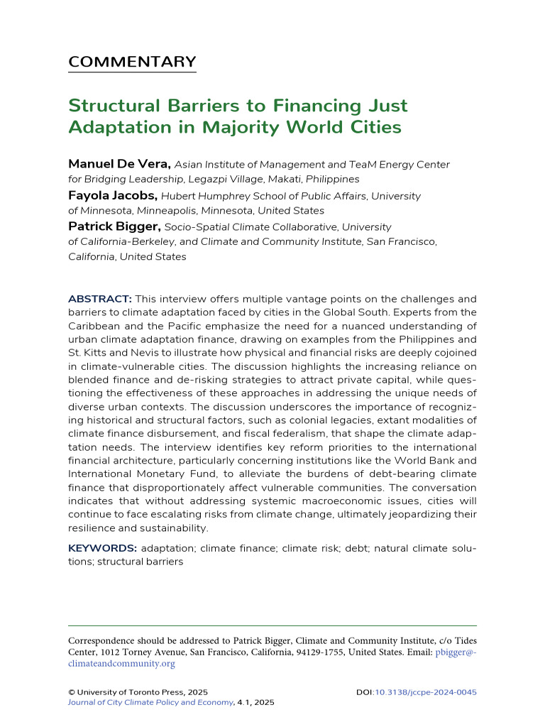 Structural Barriers To Financing Just Adaptation in Majority World ...
