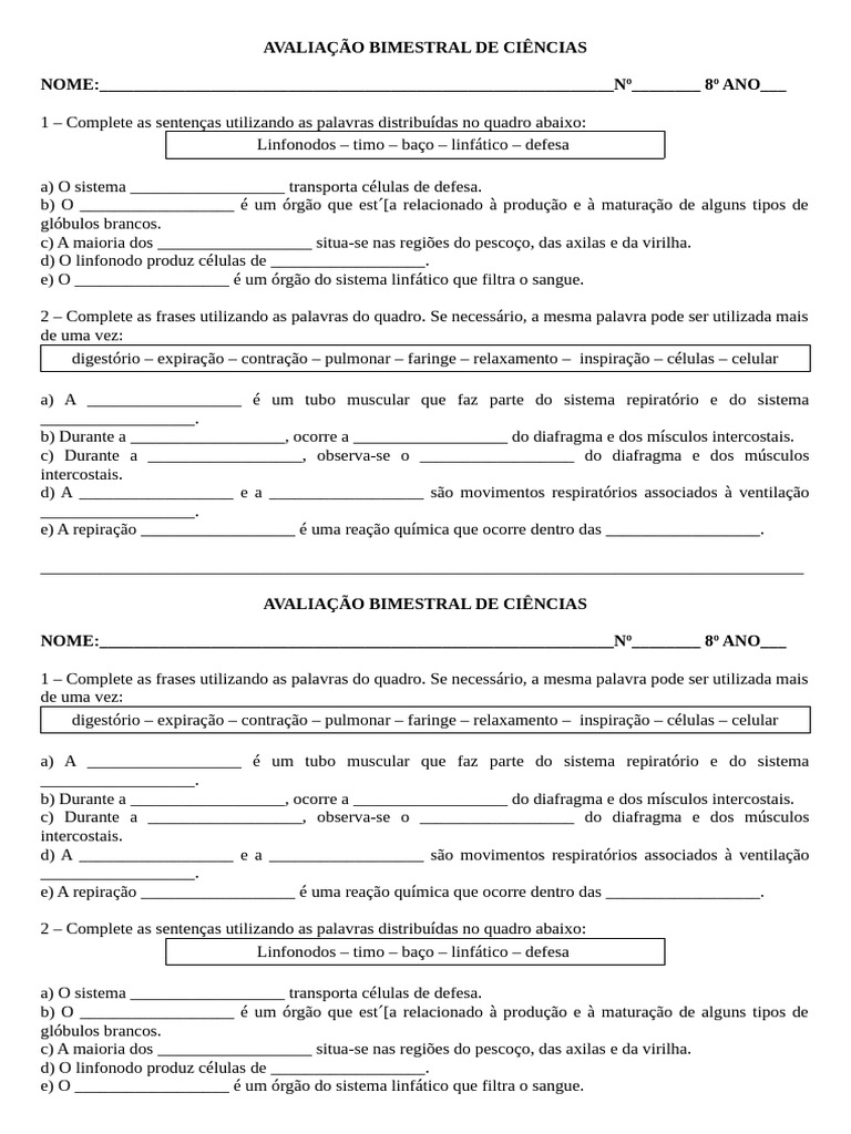 Ava 2bi Nonos | PDF | Sistema linfático | Respiração