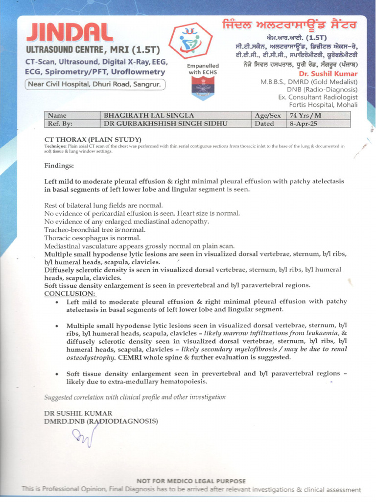 Bhagirath Lal CT Reports | PDF