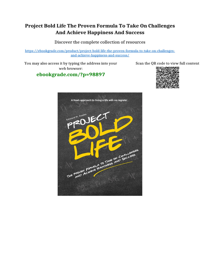 Project Bold Life The Proven Formula To Take On Challenges and Achieve ...