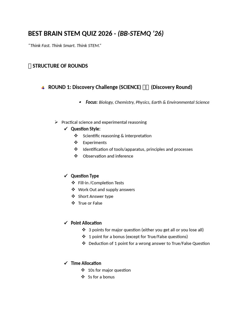 Quiz Questions Format | PDF | Science | Mathematics