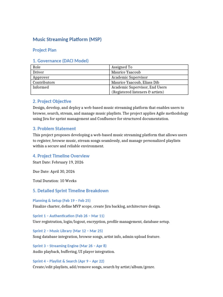 Music Streaming Platform Final Project Plan | PDF | Information ...