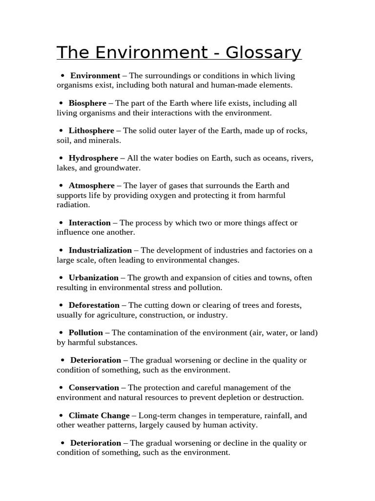 The Environment Glossary | PDF