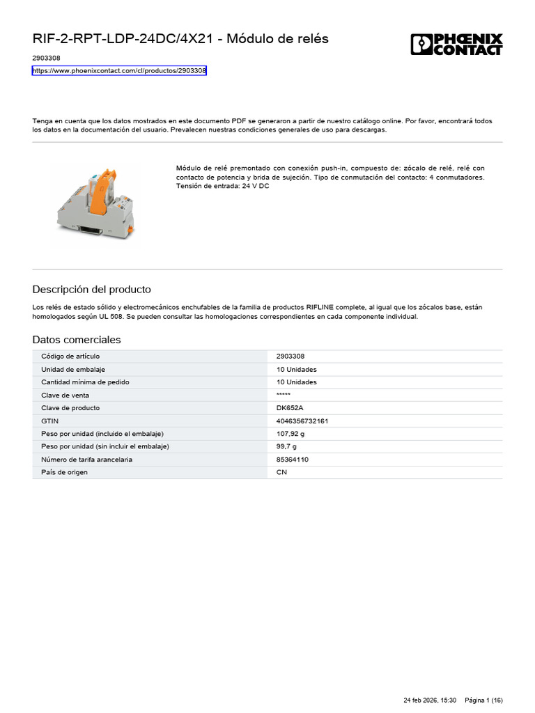 phoenix-contact-2903308-es | PDF | Relé | Ingenieria Eléctrica
