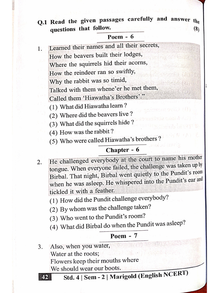 STD 4th English Practice Papers For Sem | PDF
