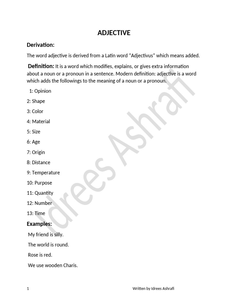 Adjective | PDF | Adjective | Linguistic Morphology