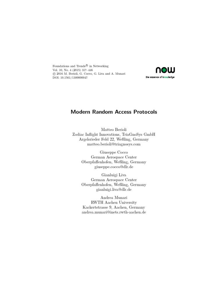 Modern Random Access Protocols | PDF | Channel Access Method ...