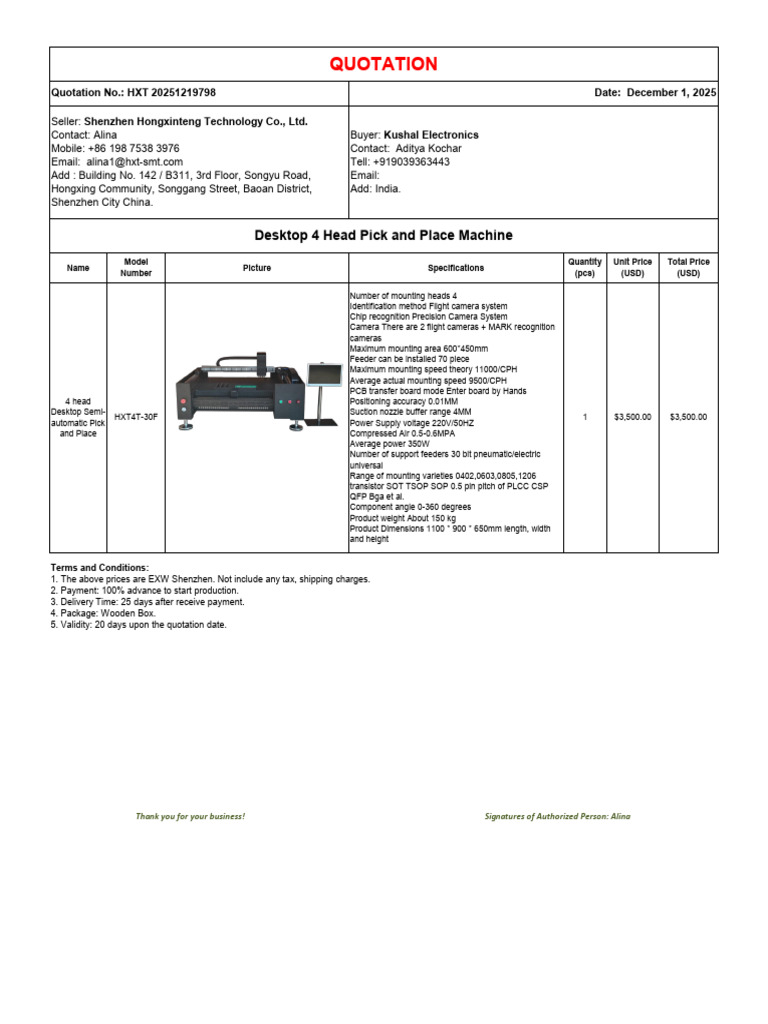 Quotation 4 Head Pick and Place Machine - Aditya Kochar (2025!11!30 17 ...