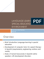 Language Learning in A Special Education Environment: Oscar Saz (CMU Post-Doc) PSLC-CF