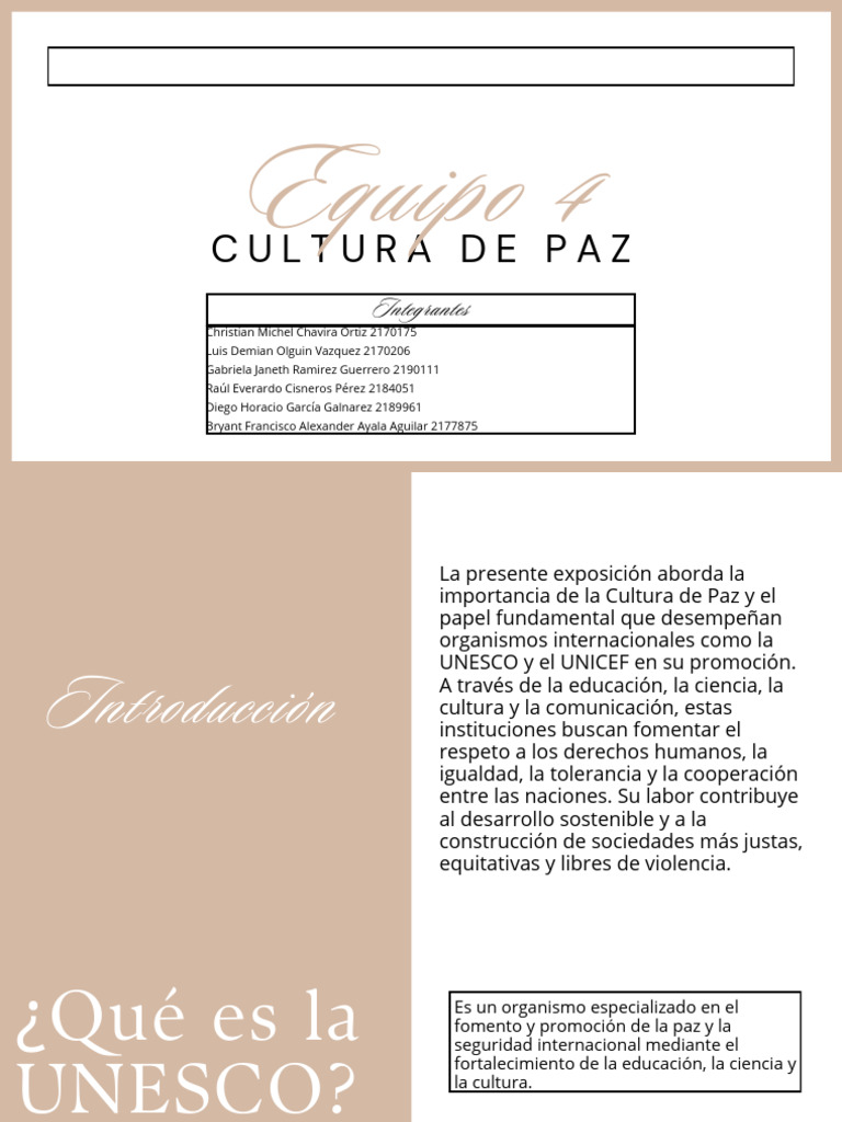 Clase Cultura de La Paz | PDF | Unicef | Naciones Unidas