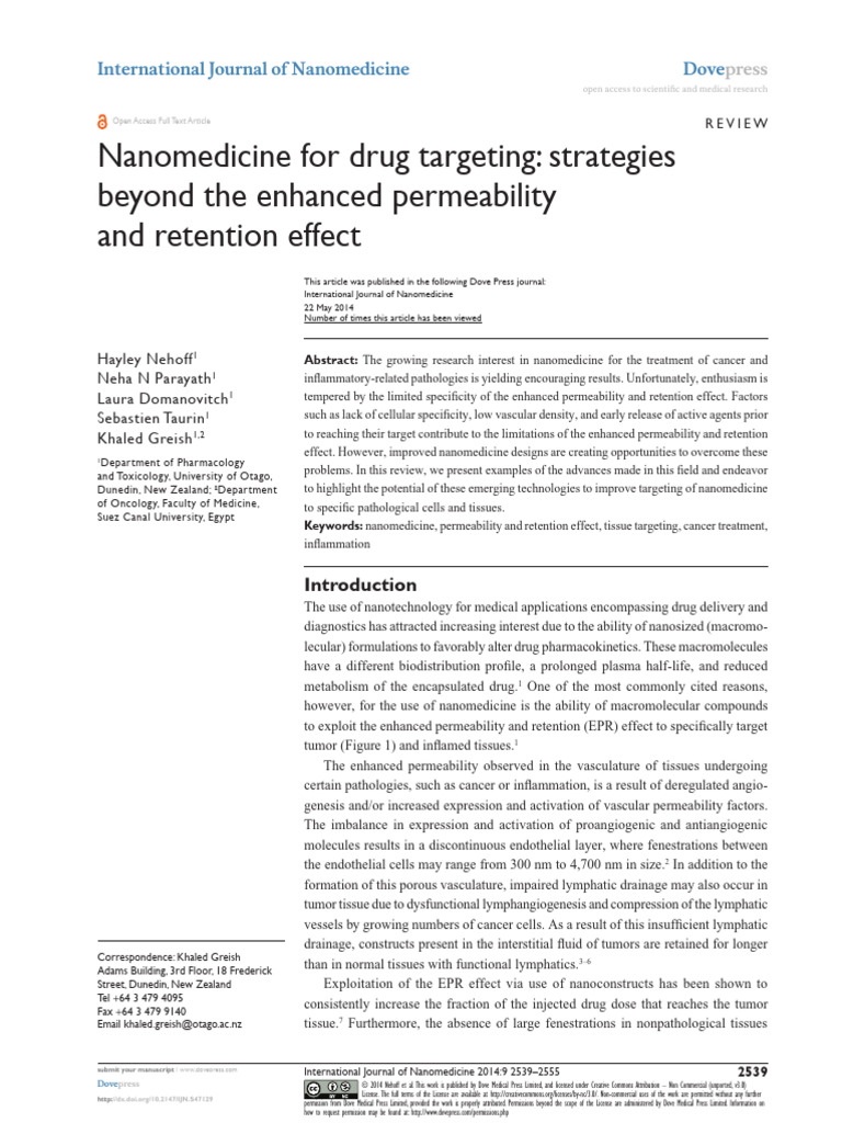 TLTK B Sung Nanomedicine For Drug Targeting Strategies Beyond The ...