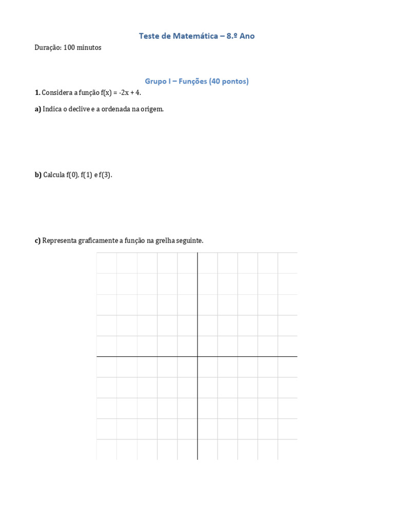 Teste Matematica 8ano | PDF