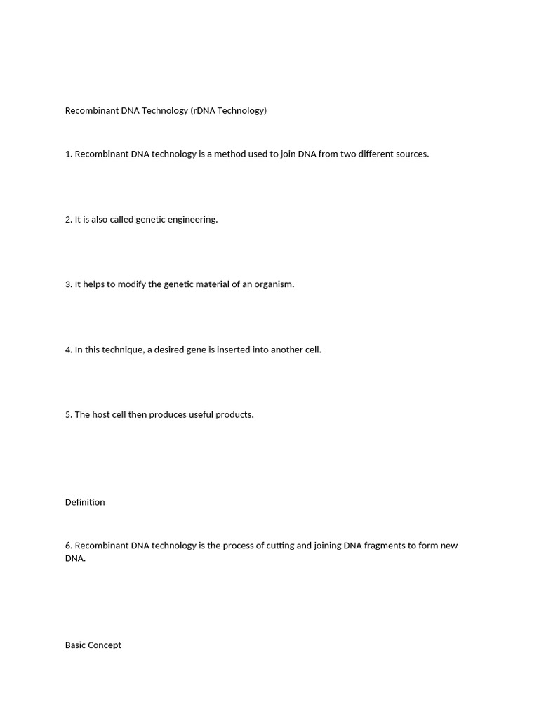 Recombinant Dna Technology | PDF | Recombinant Dna | Molecular Cloning