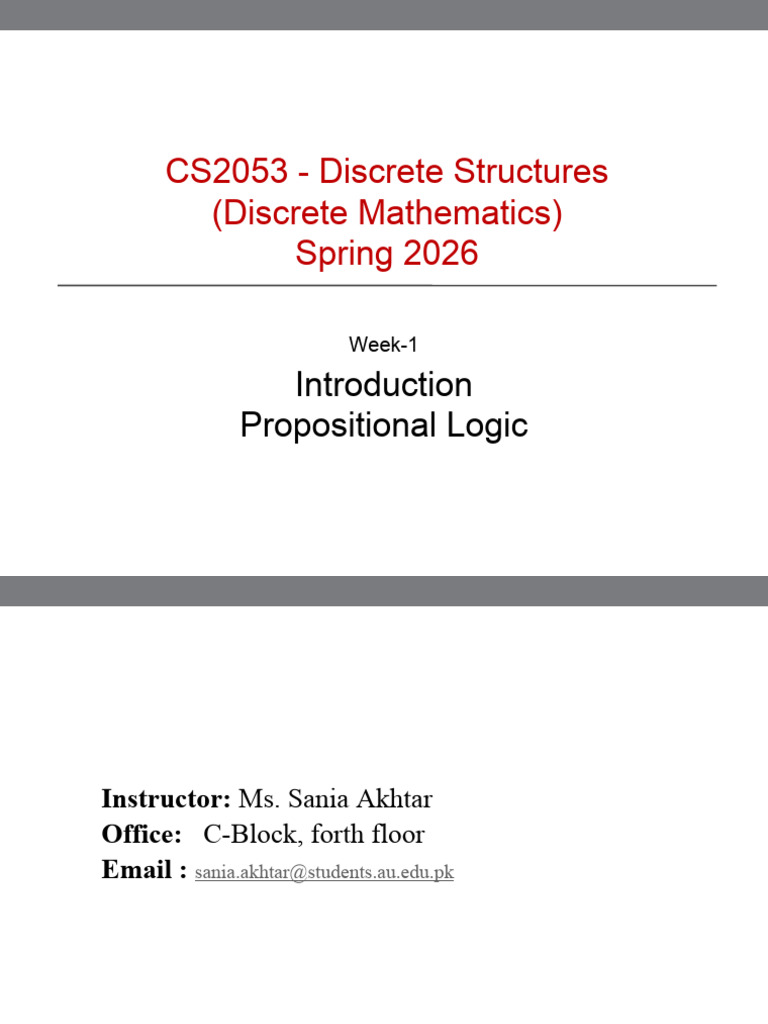 Discrete Structures - Week 01 | PDF | If And Only If | Discrete Mathematics