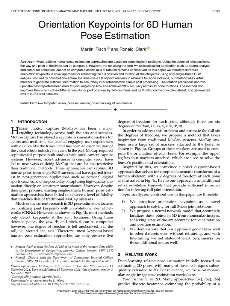 Orientation Keypoints For 6D Human Pose Estimation | PDF | 2 D Computer ...