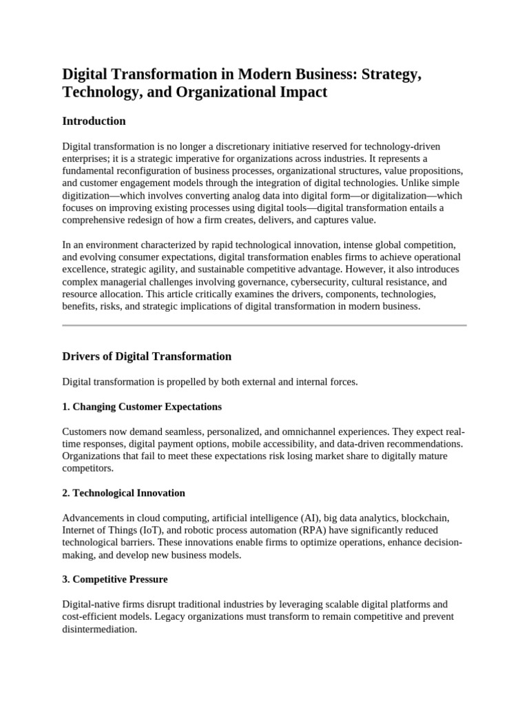 Digital Transformation in Modern Business | PDF | Internet Of Things ...