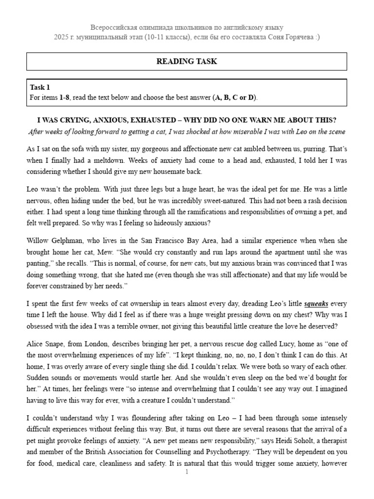 Bitesize Task 5 - Reading + UoE + Writing (Municipal Stage) | PDF ...