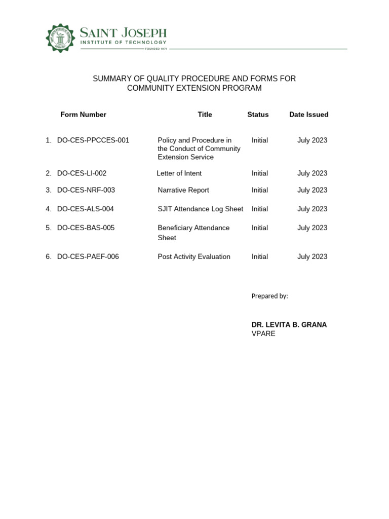 Summary of CES Forms | PDF
