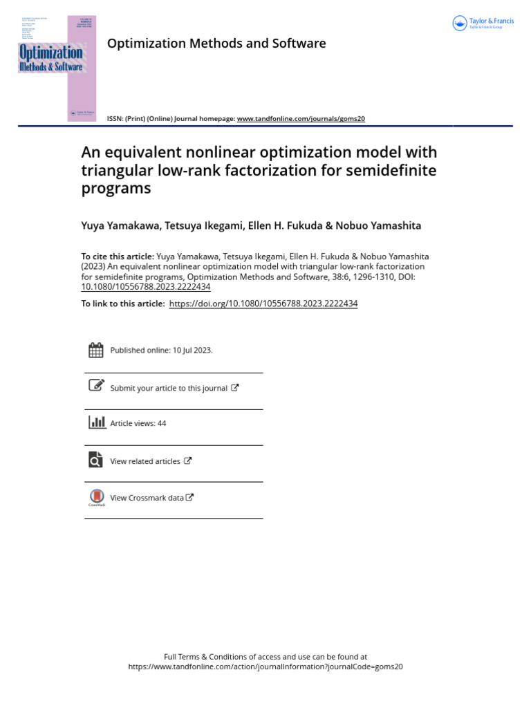 An Equivalent Nonlinear Optimization Model With Triangular Low-Rank ...