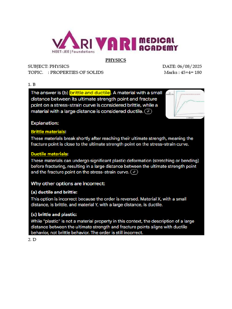 Test Answer Key | PDF