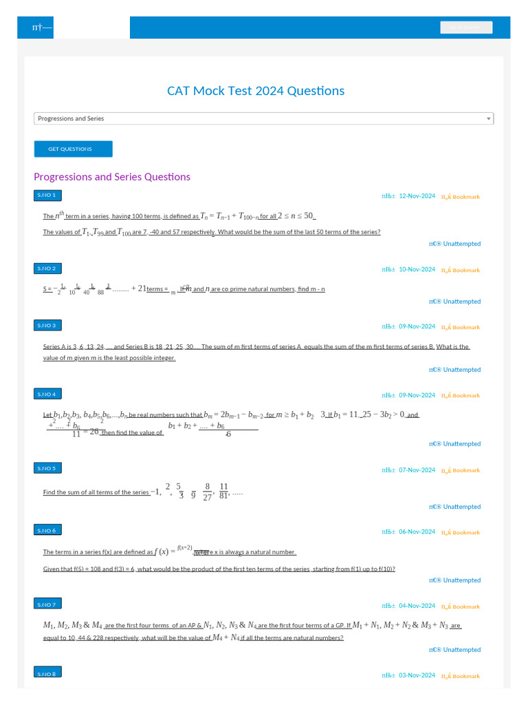 CAT Mock Analysis 2024, Topic-Wise Questions & Solution | PDF ...