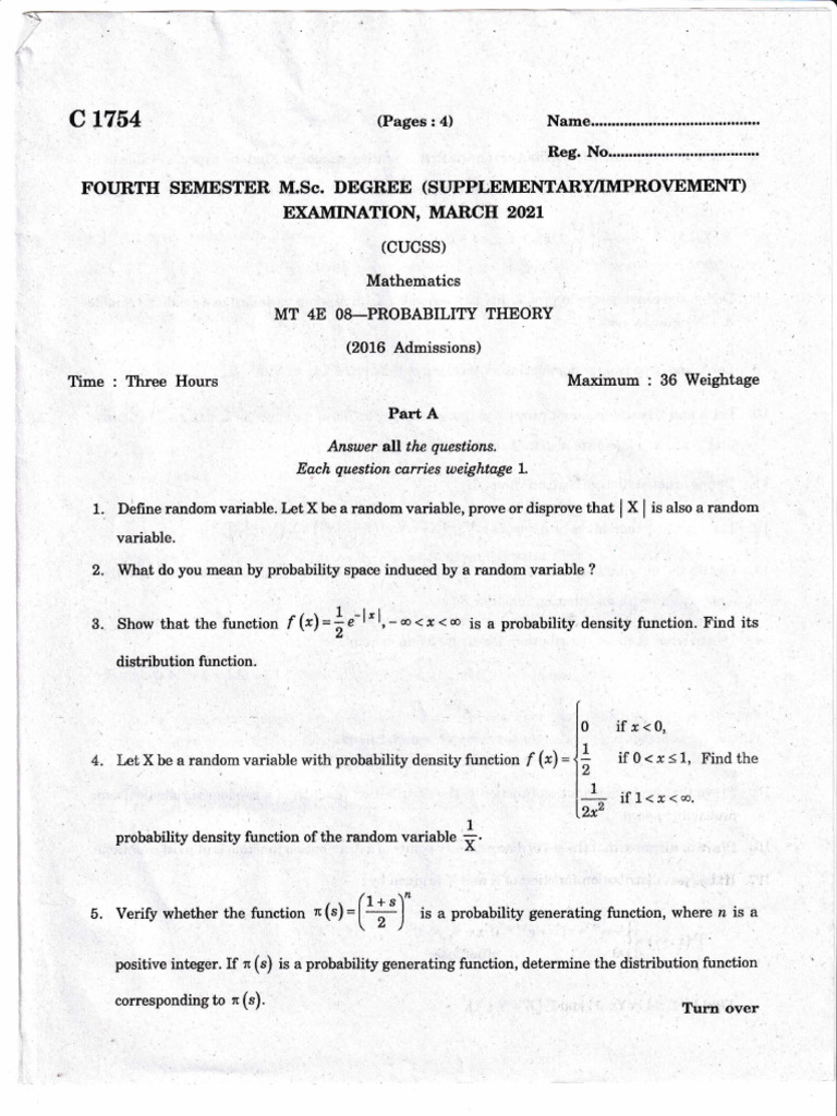 2021 MT 4e 08-Probability Theory - 20211028 - 0001 | PDF | Random ...