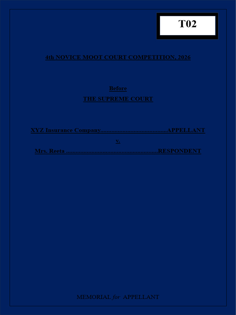 Appellant Memorial Novice T02 2026 | PDF | Negligence | Traffic Collision